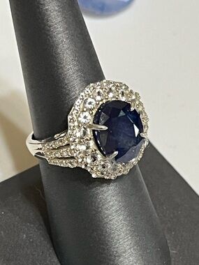 D'Joy Sterling Silver Blue Sapphire Ring